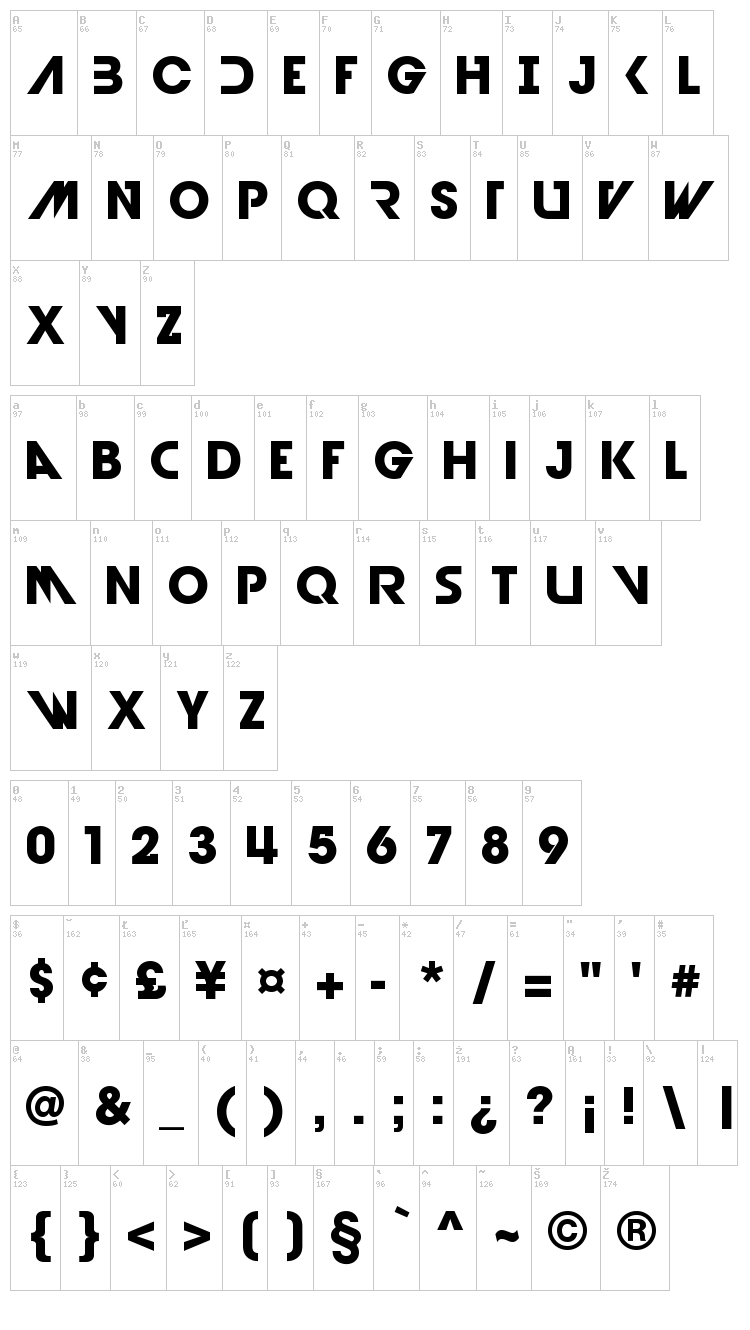 Devil Breeze font map